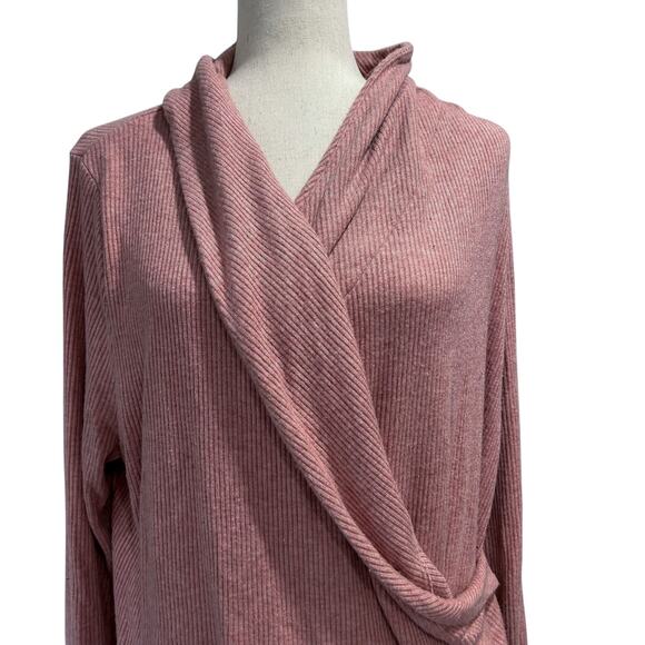 Lands End XL Sweater Women's Dusty Rose Sweater Cross Front Longsleeve (15) - Picture 5 of 10